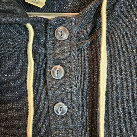 L.O.G.G. By H&M XL Dark Gray Knit Hooded Pullover Sweater double thick Pocket - Picture 2 of 14